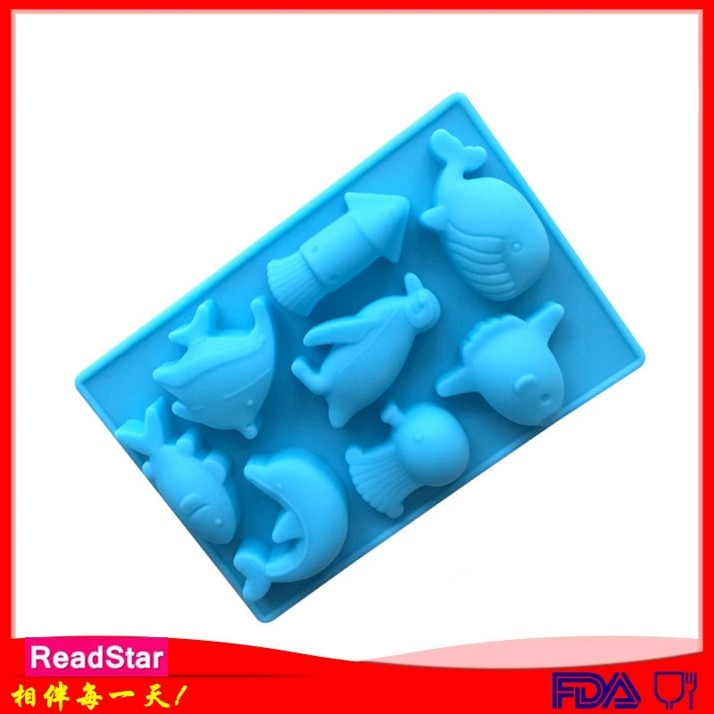 

20PCS/LOT ReadStar 8CO035RD103 8 Cavities Ocean World Chocolate Silicone Mold 11 Holes Baking Mould DIY Soap Mold