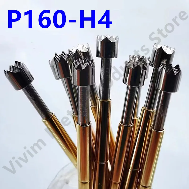 

100PCS P160-H4 Spring Test Pin Crown Head Nickel Plat Test Probe Needle Head Dia 2mm Test Probe P160-H Dia 1.36mm Length 24.5mm