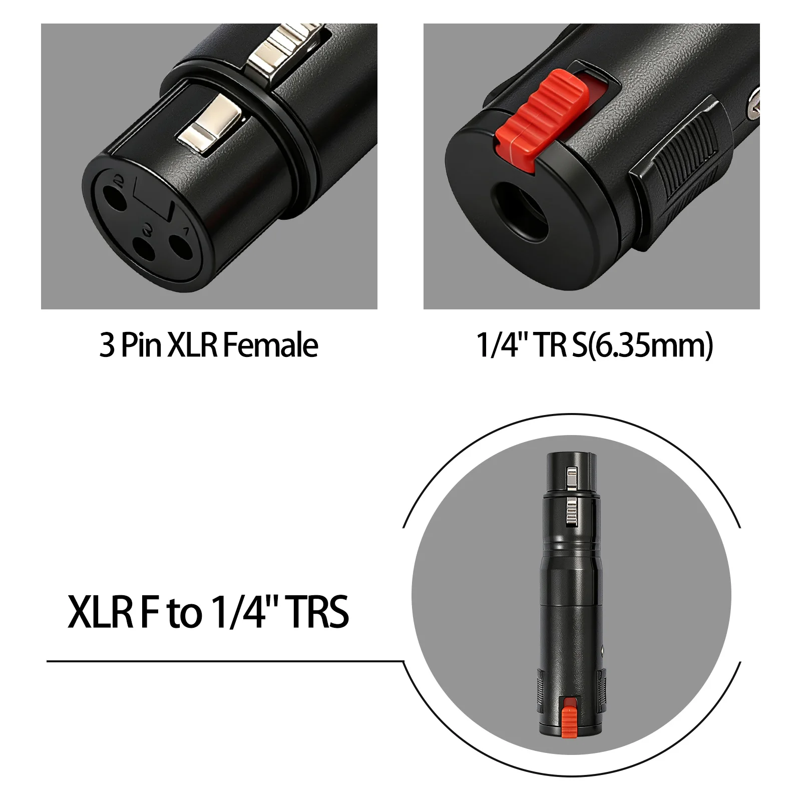 1/4 TRS 암 커넥터 - 3핀 XLR 암 커넥터 오디오 케이블 플러그 오디오 어댑터, 믹서, 마이크, 파워 앰프용 커넥터 어댑터