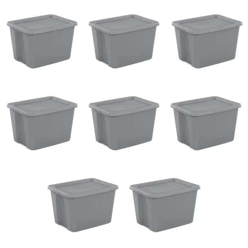 

US Free Shipping Sterilite 8PCS 18 Gallon Plastic Storage Containers Tote Box Storage Bin Set