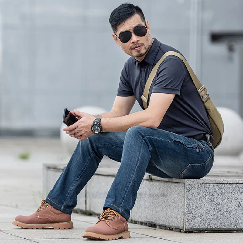 Tactical Jeans Men Multiple Pockets 