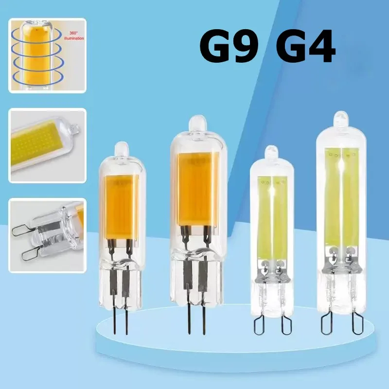 

2pcs High Power G9 LED Light Bulb 7W 9W 12W15W AC 220V COB Glass Lamp Constant Power Light LED Lighting G4 COB Bulbs