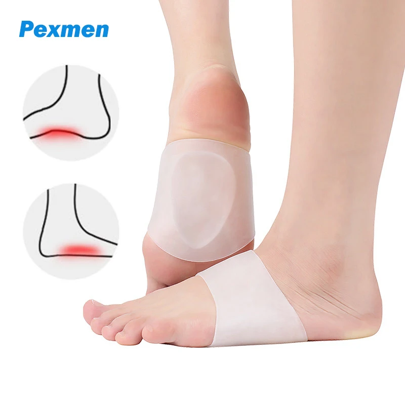 Pexmen 2Pcs Gel Arch Support Sleeves for Plantar Fasciitis Flat Foot Arch Pain Relief Foot Compression Cushions for Men & Women 2pcs sumifun shoe lift flat foot correction x o shaped leg orthopedic arch support soft comfortable insole feet correct tools