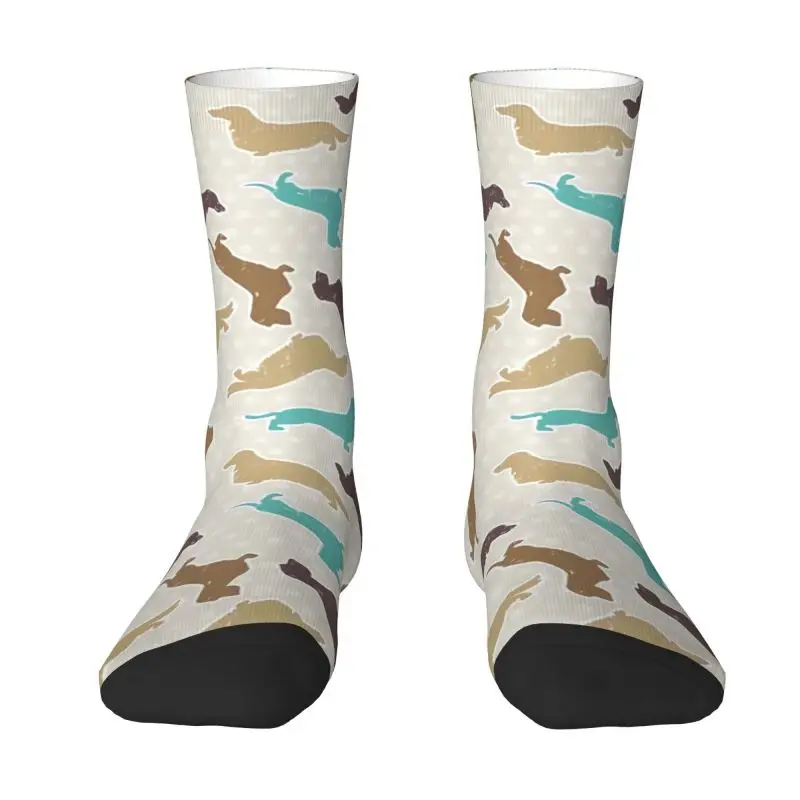 

Funny Men's Colorful Badger Sausage Puppy Dress Socks Unisex Warm Comfortable 3D Printed Dachshund Dog Crew Socks
