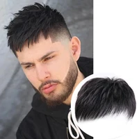 Tête de perruque à clips pour hommes, cheveux courts, blocs de remplacement supérieurs, couvrant efficacement les cheveux clairsemés 3
