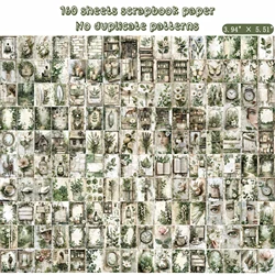 Vintage Scrapbook Paper Collection - 160 Sheets of Unique Non - Repeating Patterns for Creative Journaling & Crafting (160sheets - green)