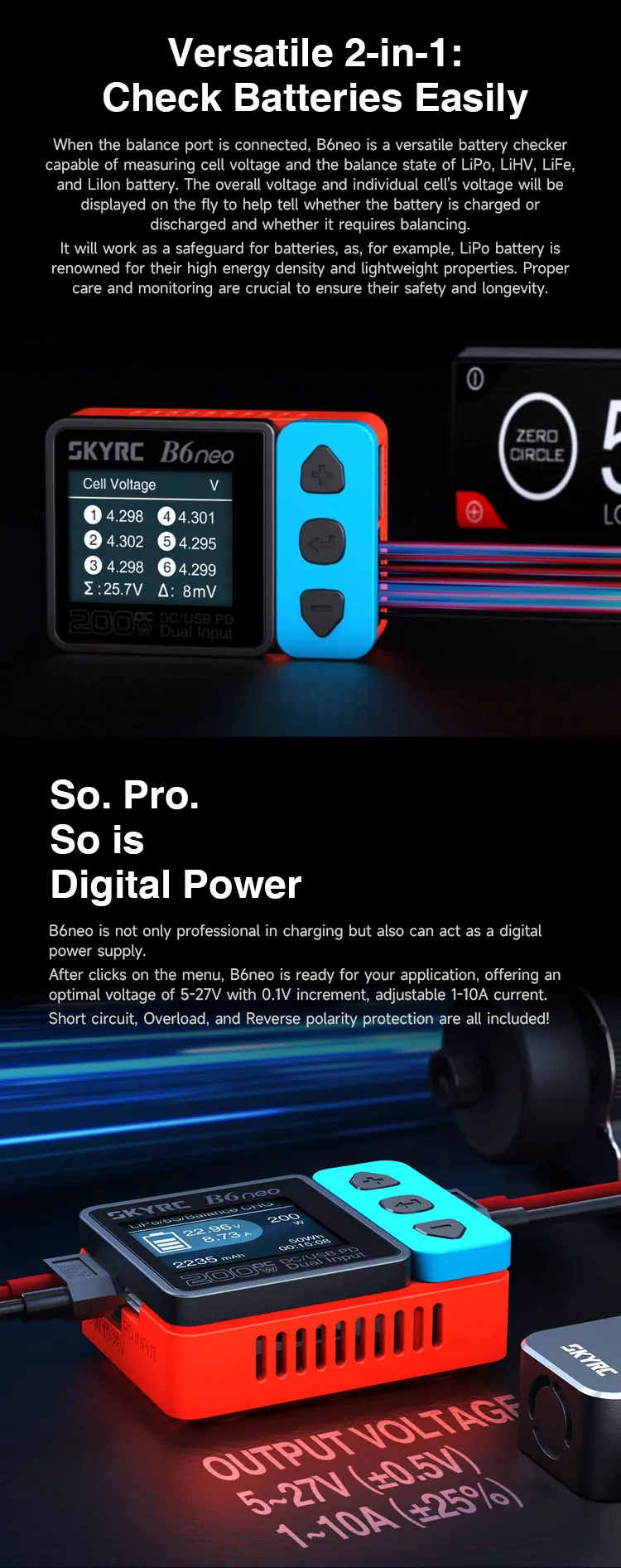 thumbnail interactive-video image 1 of SKYRC B6Neo Smart Battery Charger - Balance Charger For Lipo Li-ion NiMH Batteries 1 of 4