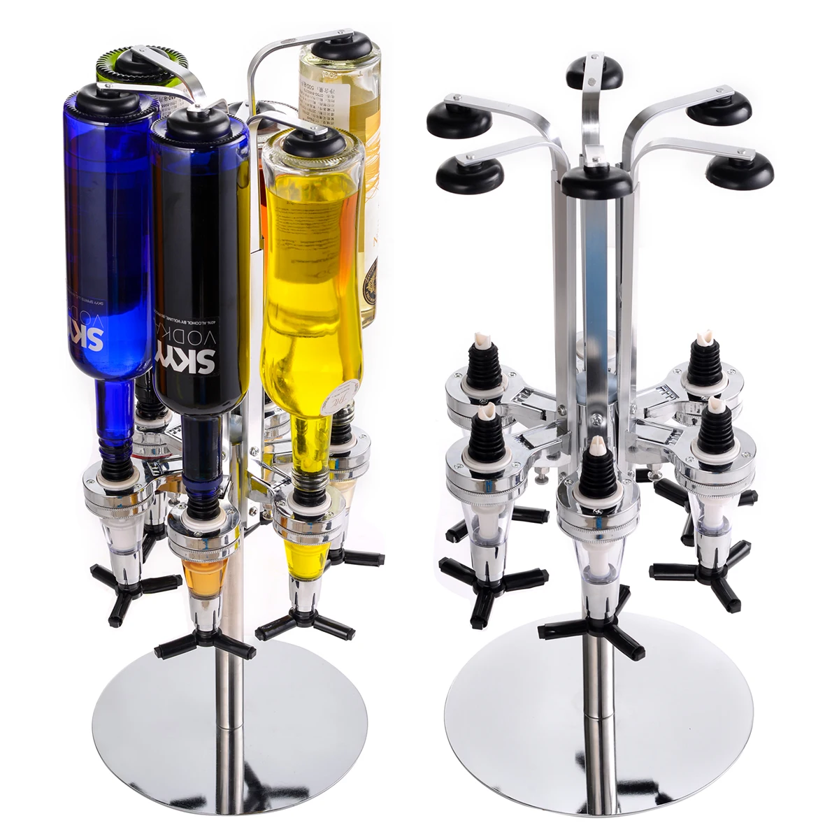 2/4/6-Bottle Liquor Dispenser Rotatable Bar Tool Alcohol Drink Bottle Wine Rack 2-6 Head Rotating Bar Beverage