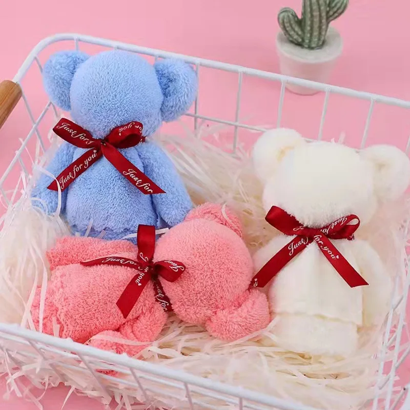 10pcs Coral Velvet Bear Shape Washing Towel Set Baby Shower Gift Hand Towels Home Party Wedding Birthday Gifts for Mother Friend
