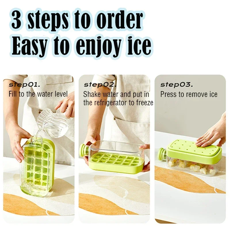 1pc Ice Cube Tray With Lid No Spill Ice Tray No Touch Silicone Ice Cube Tray For Freezer With Straw Cable Tie Mold