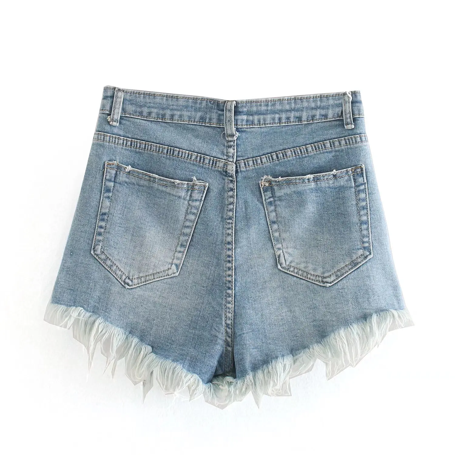 Dave&Di High Street Retro Washed Ripped Hole High Waist Shorts Solid Harem Denim Shorts Women 2022 Denim Bermuda Women bike shorts