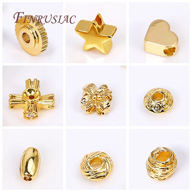 Spacer Beads 18K Gold Plated Spacer Bead For Jewelry Decorative Beads Metal Separator Beads Supplies For Jewelry Bead Jewellery Findings
