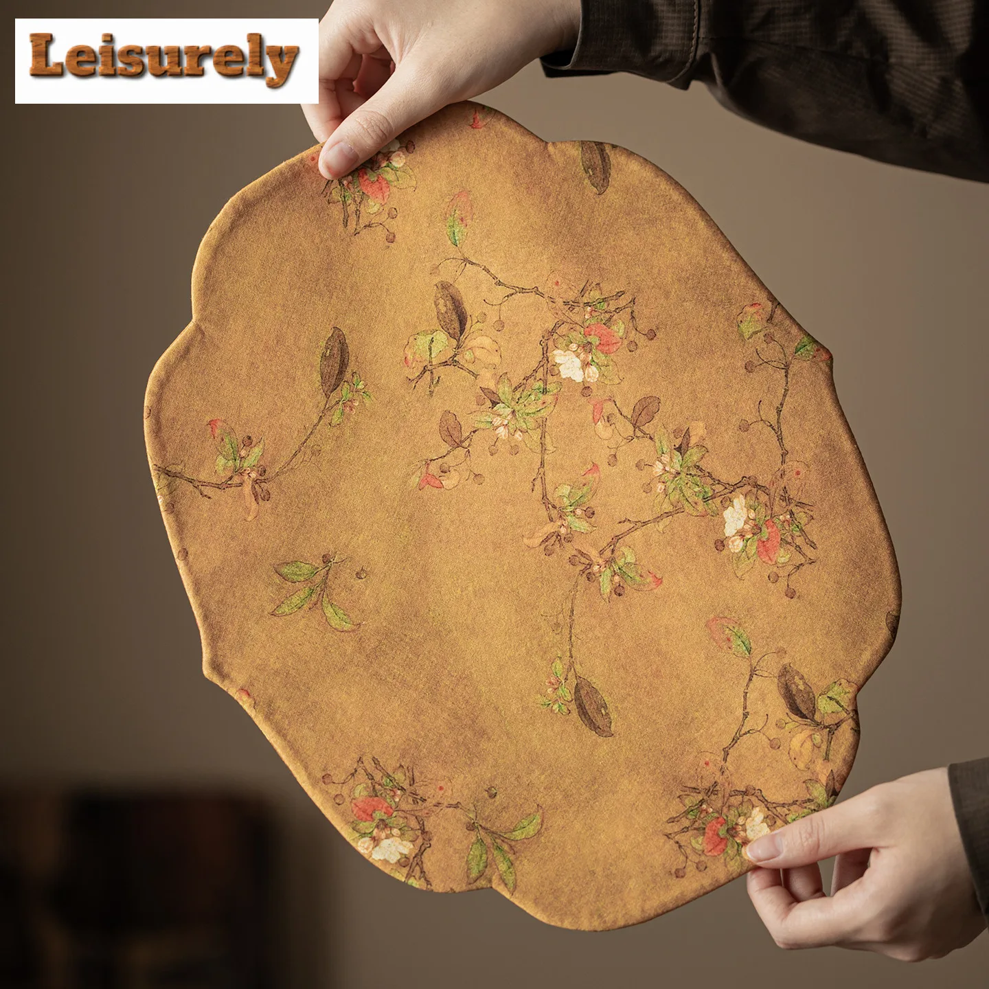 Chinese Style Begonia Edge Tea Table Mats Handmade Drink Coaster Household Dinner Table Cloth Mat Tea Ceremony Supplies Gift