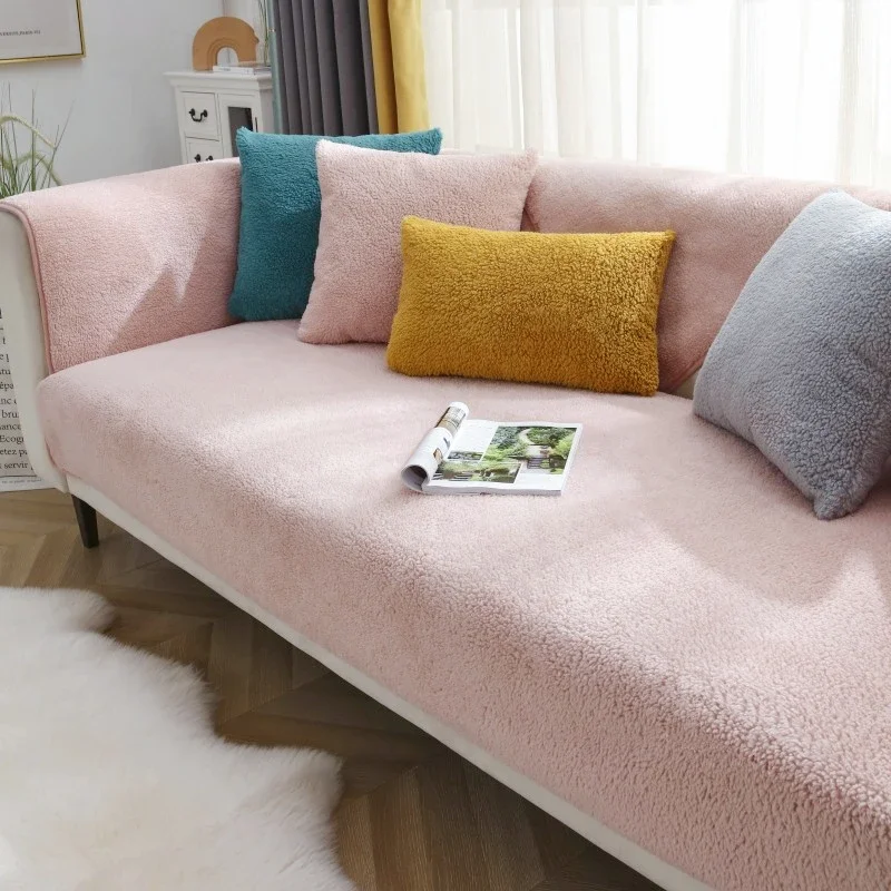 High-end Non-slip Cushion Nordic Modern Simple Sofa Cover Winter Plush Cashmere Sofa Cushion Thickened 3
