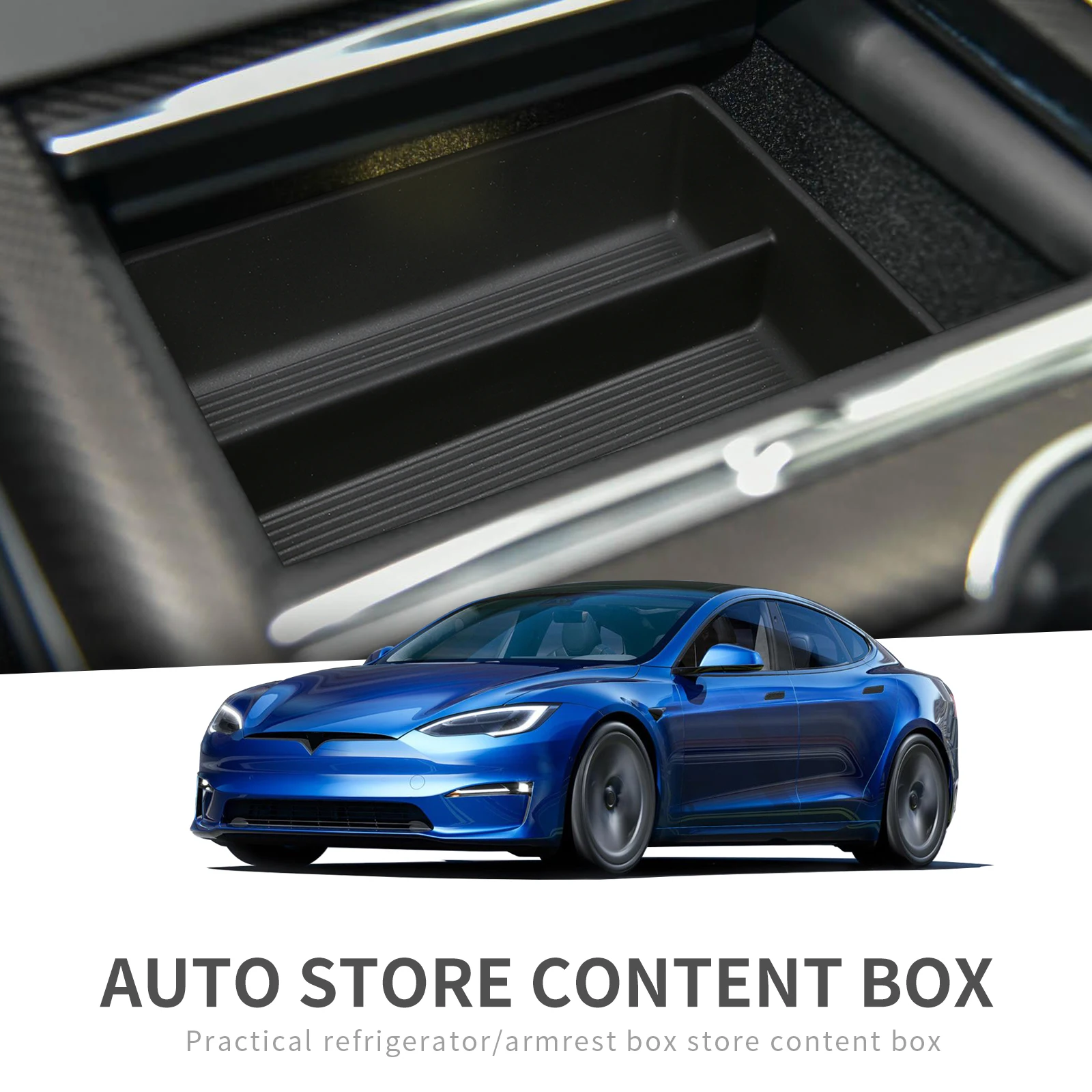 

Smabee Car Center Console Box for Tesla Model S 2022 2023 Central Armrest Storage Tray Organizer Tidying Accessories Silica gel