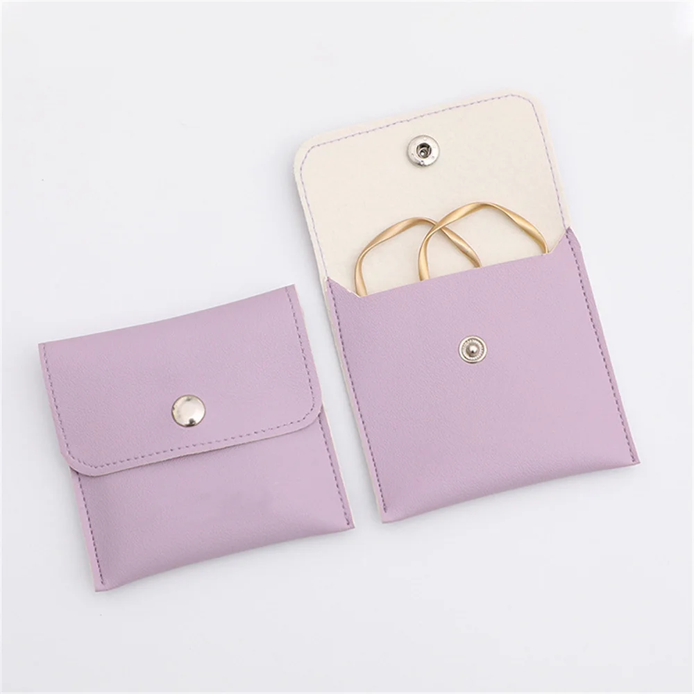 1/3Pcs Jewelry Bag 8*8cm Imitation Leather PU Jewelry Storage Bag Buckle Bag For Necklace Ring Bracelet Holder Jewelry Organizer 3pcs high quality portable pen clip pu leather pen holder self adhesive pencil elastic ring for notebook journal clipboard sale