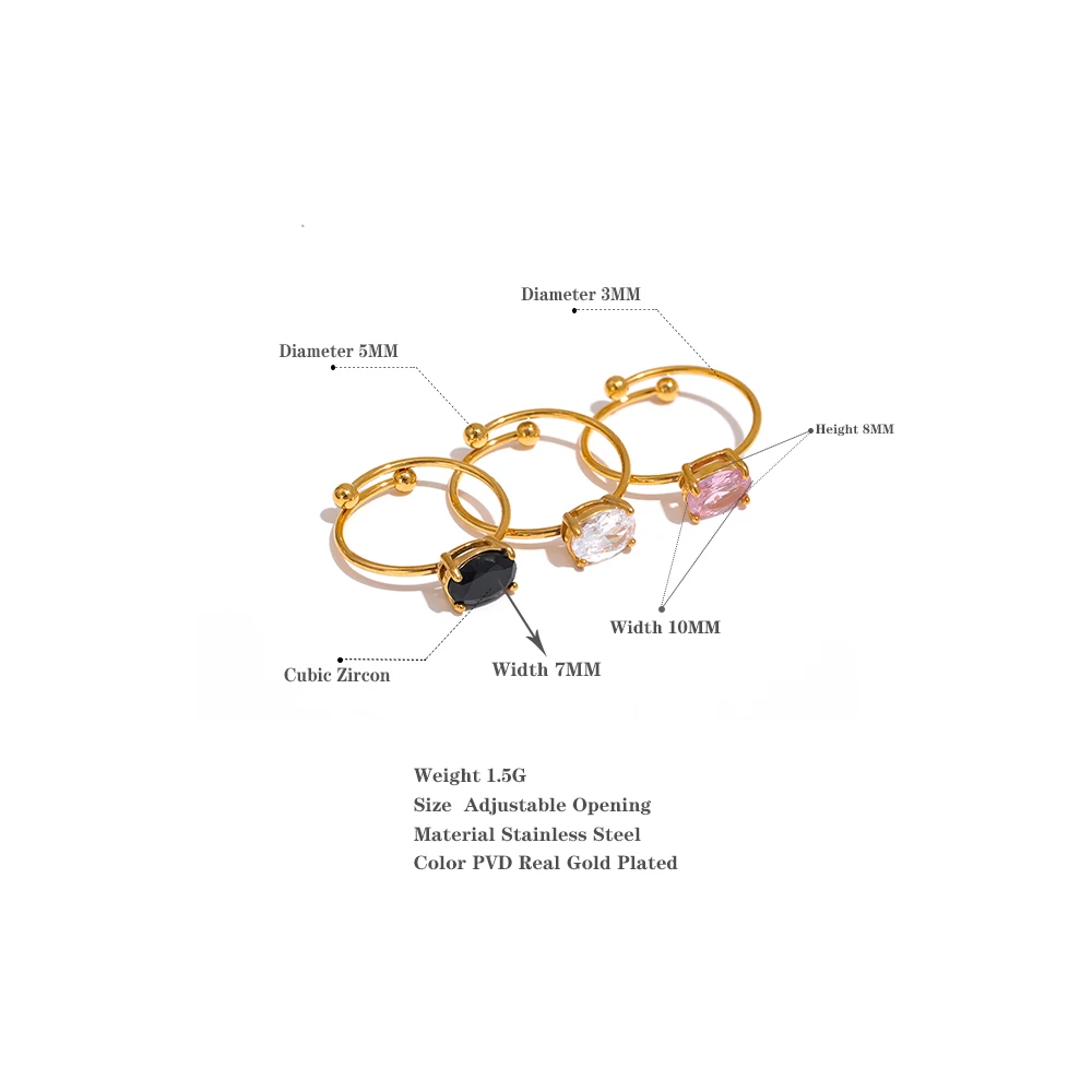 Bts Necklace 18K Gold Plated Cubic Zirconia Adjustable Ring