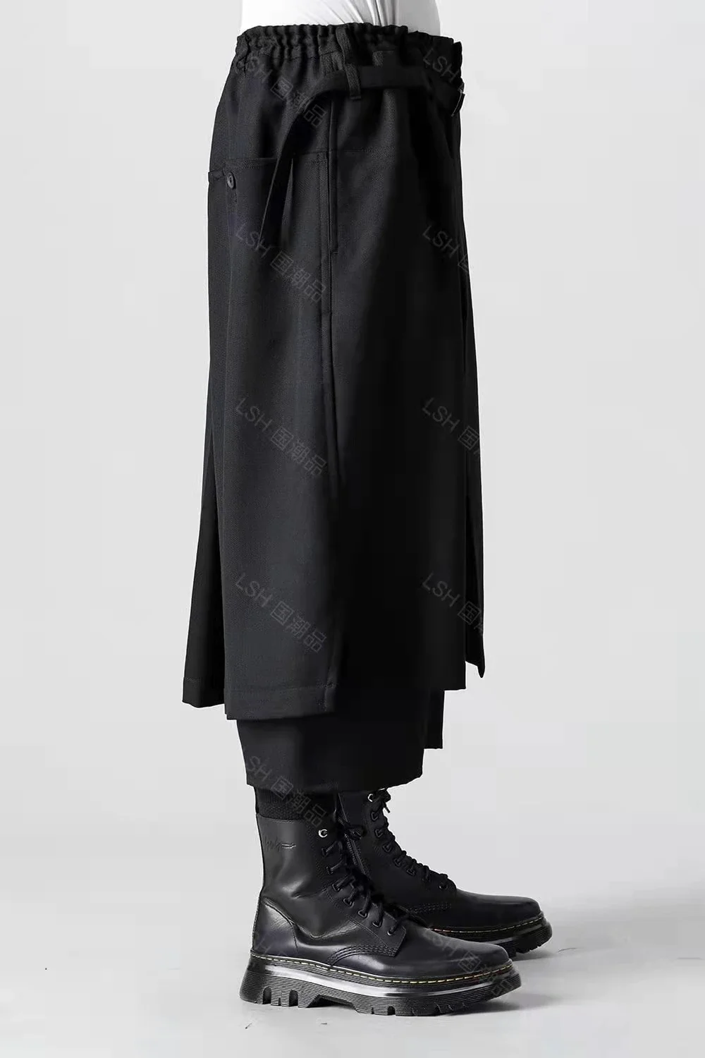 27-46 Men Women's Clothing Yamamoto Yoshi Style Dresses Woolen Double Layer Skirt Pants Culottes Plus Size Costumes