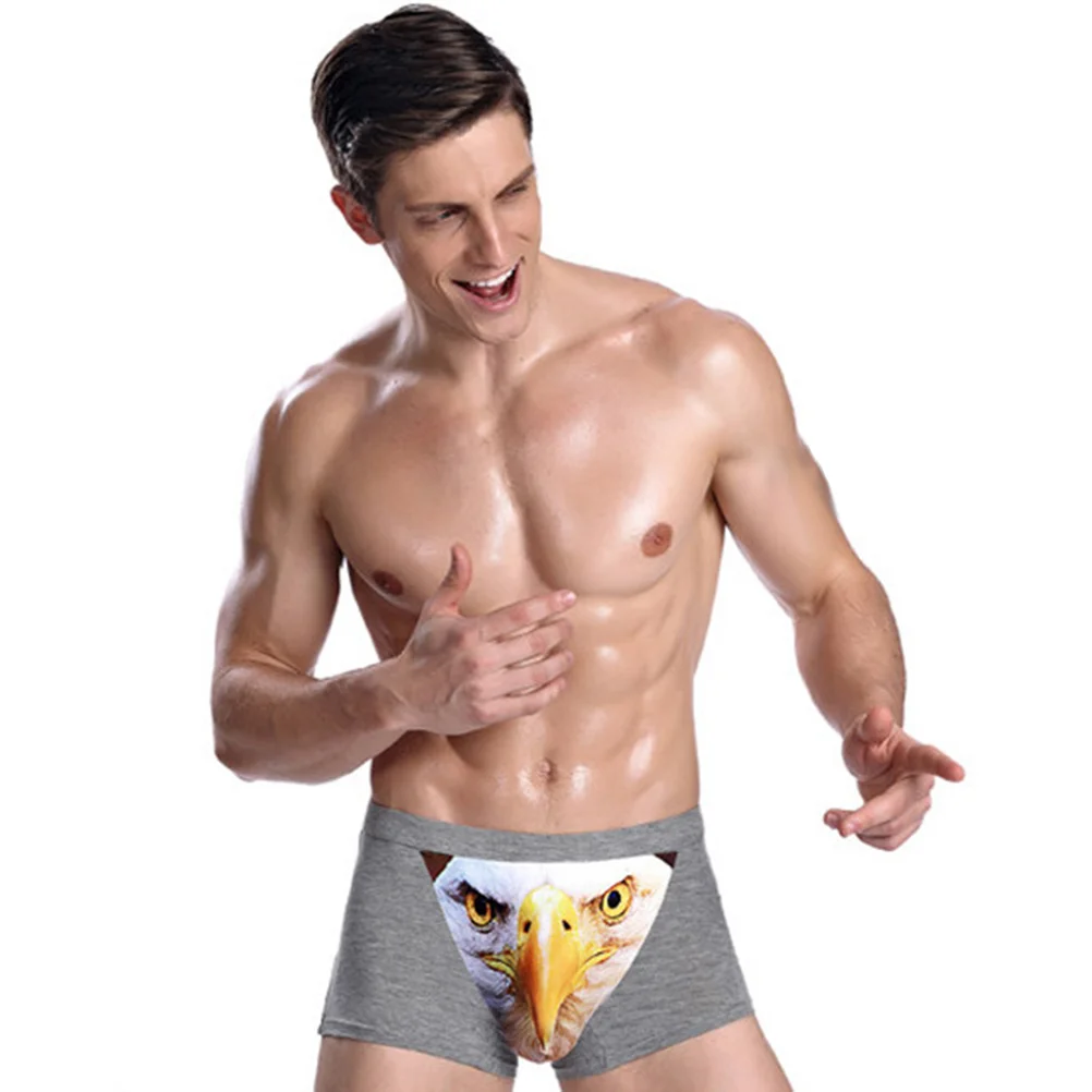 

Men's 3D Wolf Animal Briefs Stretch Modal Underpants Size L (Grey)