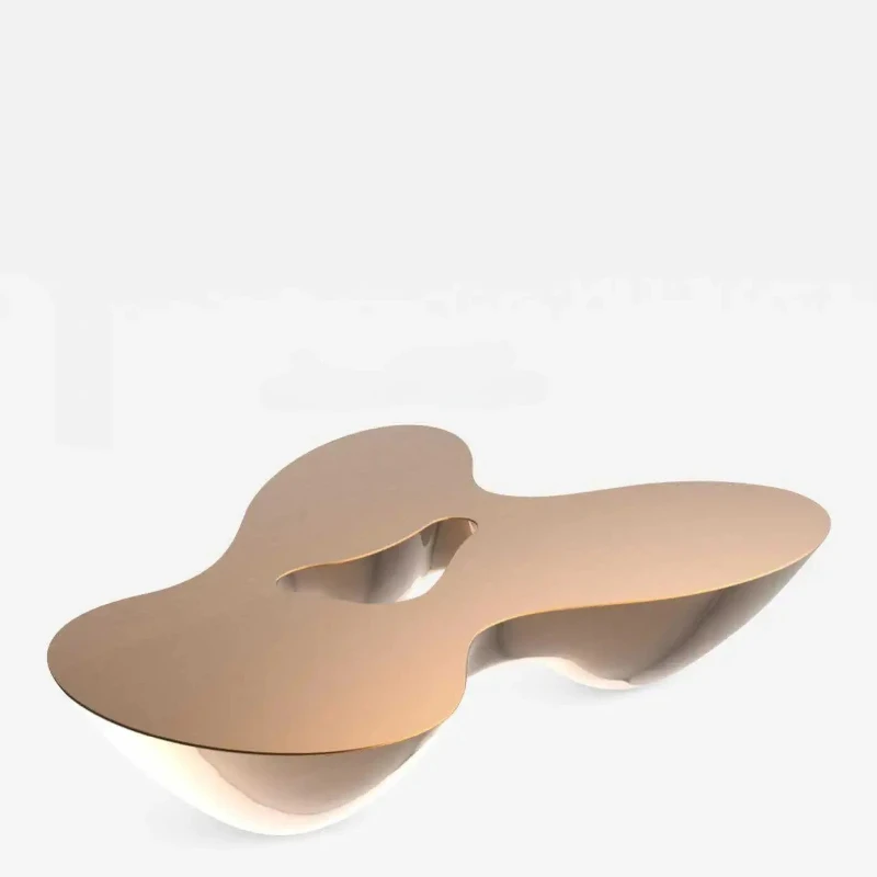 Nordic designer simple fiberglass coffee edge table imitation marble creative special-shaped coffee table