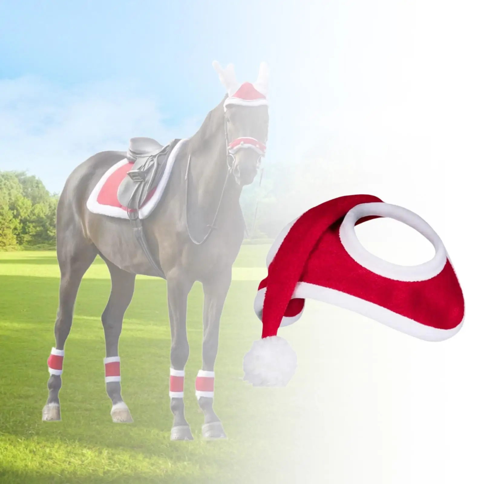 Horse Christmas Hat Horse Santa Hat Headwear Thick Warmer Riding Race Xmas Horse Hat Horse Party Hat for Livestock, Dress up