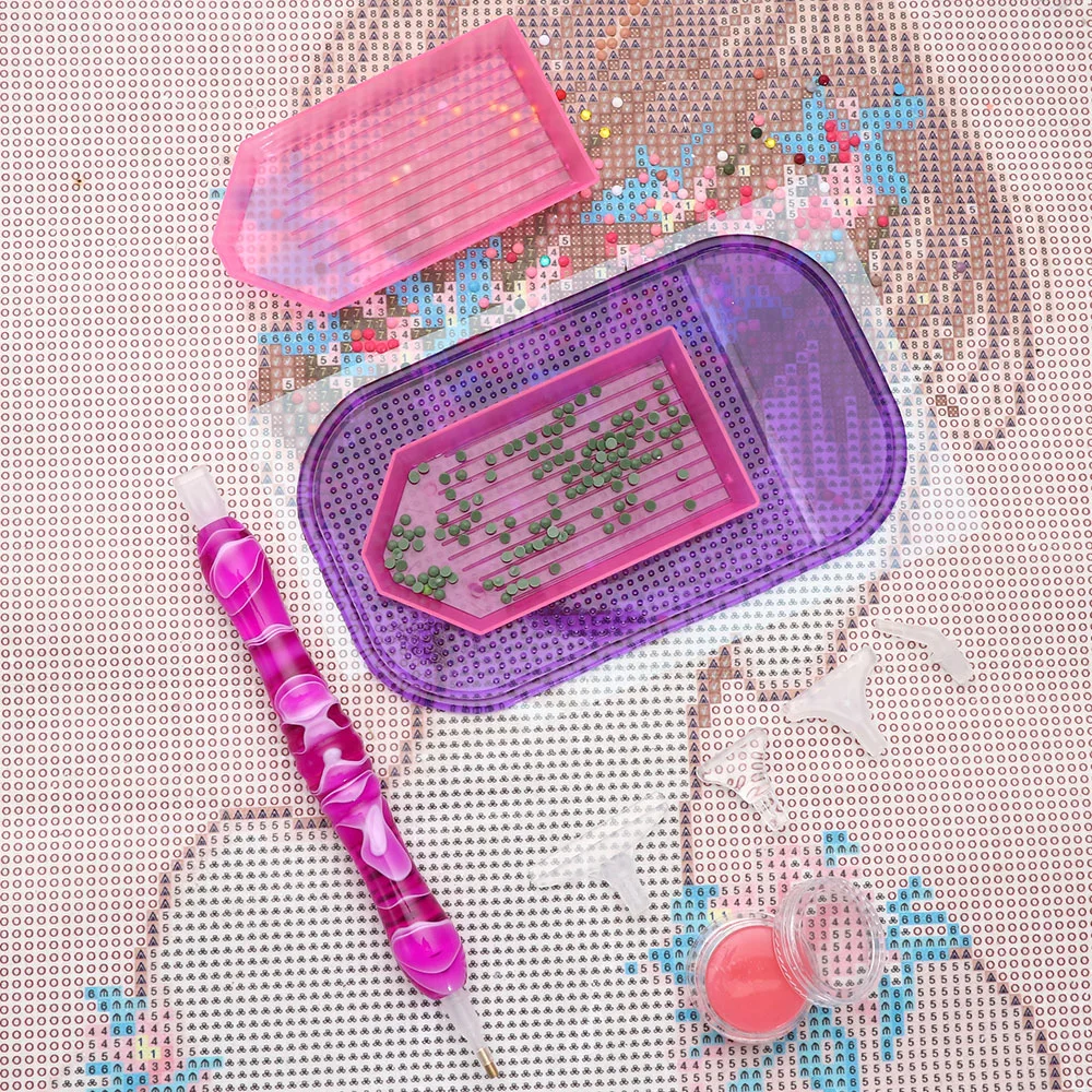 

5D Resin Pens Diamond Painting Point Drill Pen Tools Set With Alloy Replacement Pen Heads Anti-Slip Mat Glue Clay Beads Tray