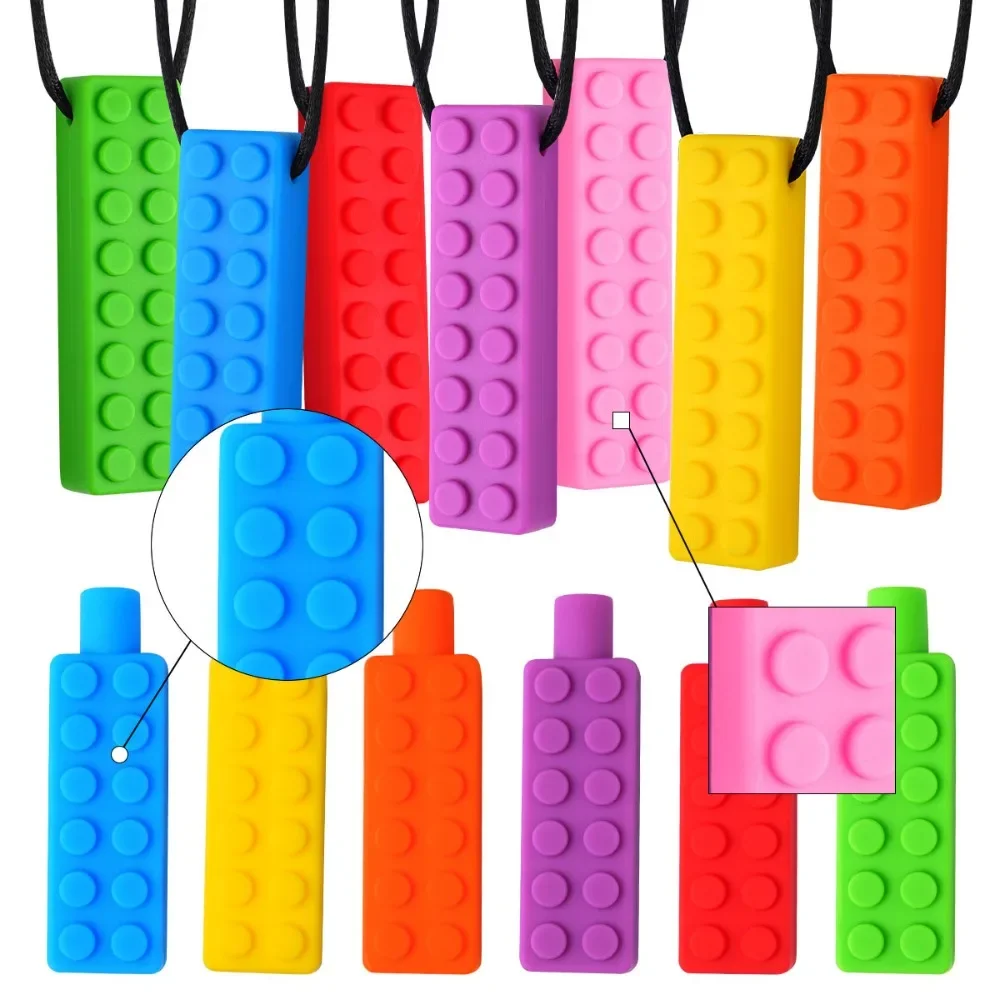 Baby Silicone Teething Toys Kids Chew Necklace Sensory Chewy Pendant Oral Motor Therapy Tools for Autism ADHD Children