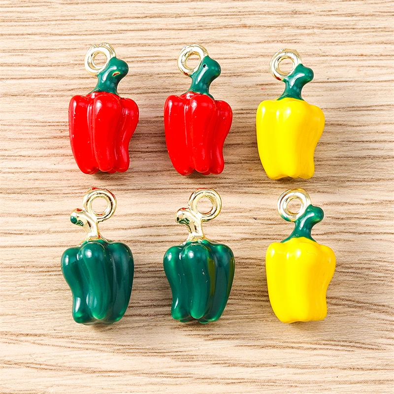 5 Stück 9x18mm süße Frucht Chili Charms 3D Legierung Pfeffer Charms Anhänger für Schmuckherstellung Halsketten Ohrringe Armbänder Accessoires