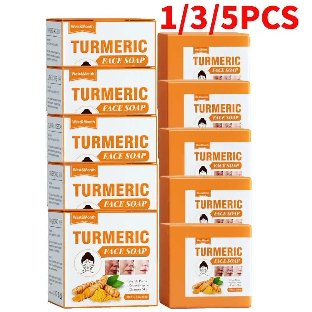 1/3/5PCS Turmeric Cleansing Soap Facial Repair Gentle Cleansing Moisturizing Moisture Non-Sticky Clear Products facial cleanser turmeric soap