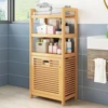 Bamboo Laundry Basket Wooden Storage Hamper With Tilt Out Basket 3/4 Tier Bathroom Rack Multi-function Laundry Hamper with Shelf 3