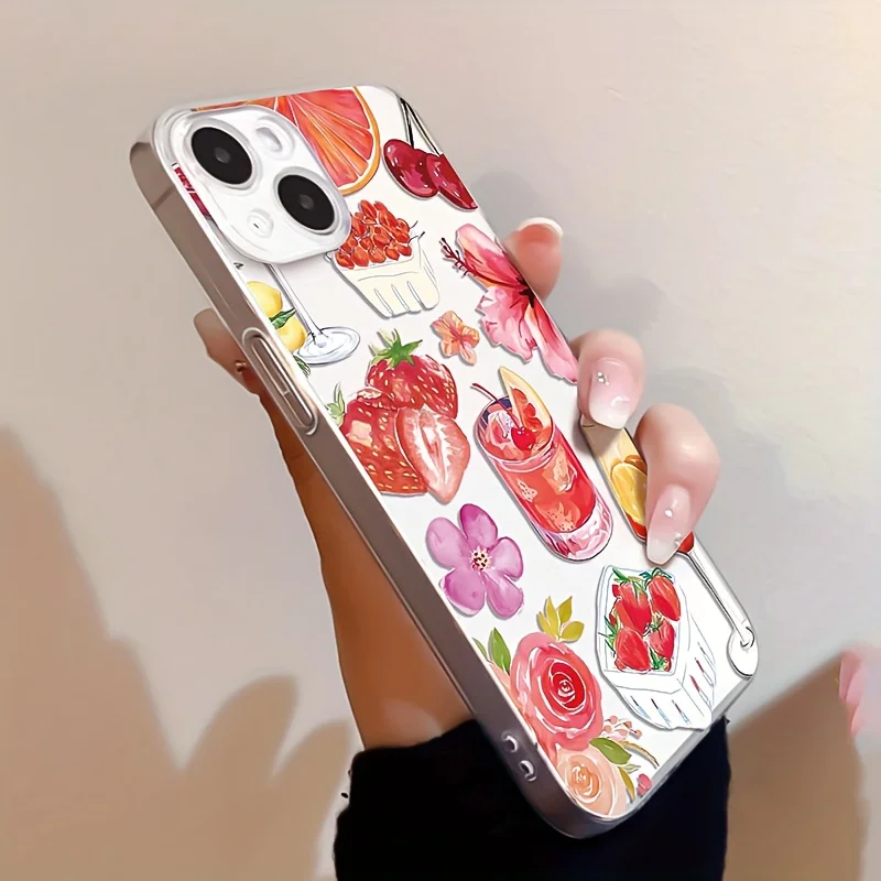 Floral Fruit Beverage Soft Transparent Phone Case Cover