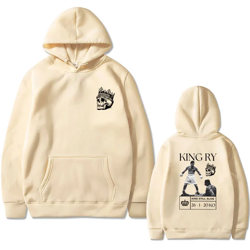 King Ry Ryan Carcia King Still Alive Graphic Print Hoodie Men Vintage Skull Graphic Pullover Male Hip Hop Oversized Sweatshirt