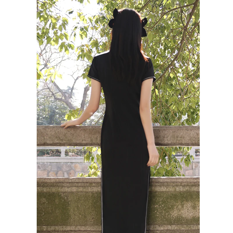 black oriental dress Classic Cheongsam Dress  SENSEBYMEI