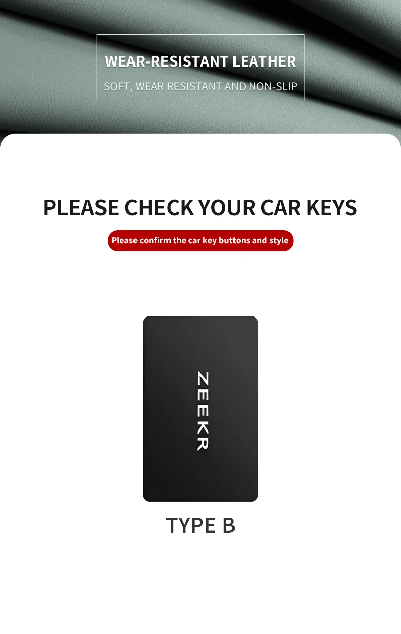 Leder-Autoschlüsselhülle für ZEEKR X 001 007 009 Original Auto Farbfernbedienung Schlüsselhülle Schlüsselanhänger Schutzhalter Gehäuse Zubehör – Detail 1
