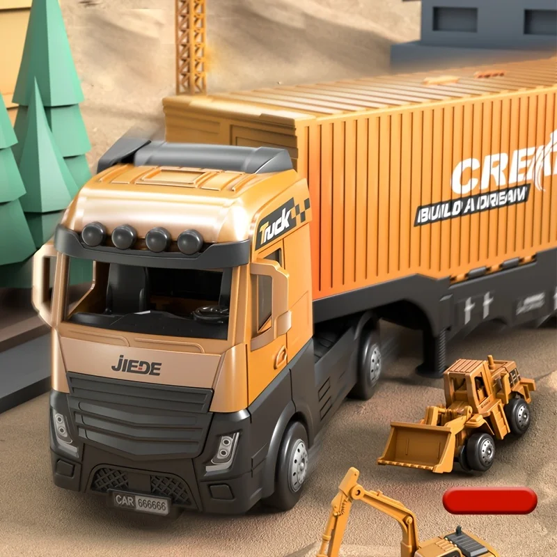 Alloy Construction Trucks Vehicle Toys for Kids Sounds Lights Effects Take Apart Container Crane,Excavator Trucks,Cement Mixer - 6