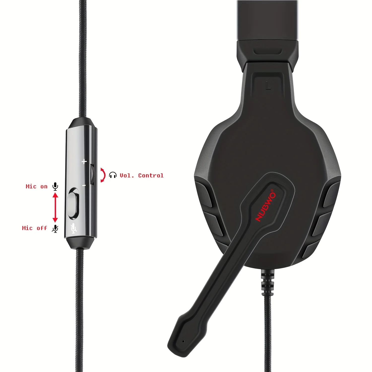 NUBWO U3 3.5mm Gaming Headset for PC, PS4, PS5, Laptop, Xbox One, Mac, IPad, Over Ear Volume Control with Mic Headphones