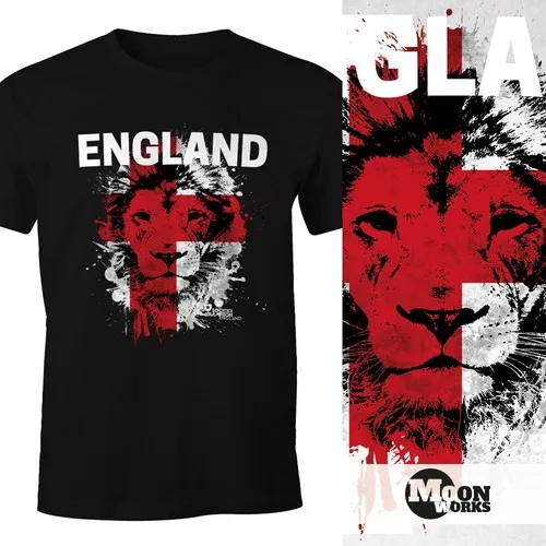 Mens T-Shirt Fanshirt England Football Euro Cup World Cup Lion Flag Lion Moonworks ®