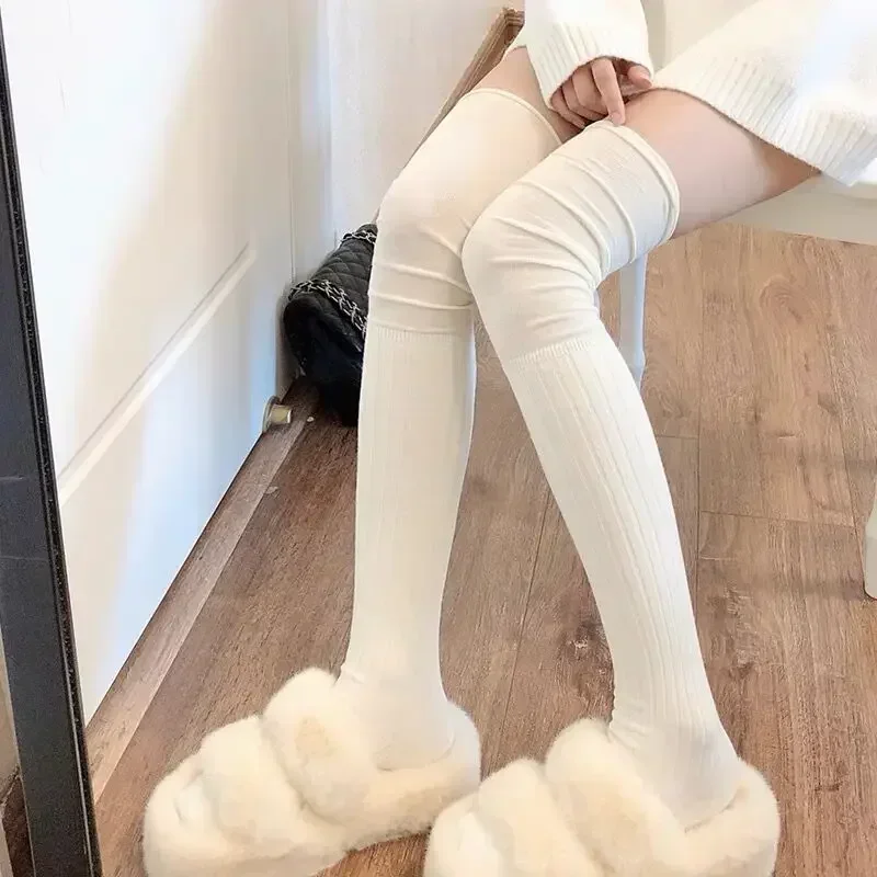 2pairs Women's Socks Knee & Thigh Length Warm Knitted Cotton Japan JK Style Boot Socks Leg Warmers - Ladies Thigh High Socks