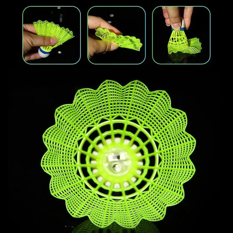 LED Badminton Shuttlecocks Cool Creative Glowing Nylon Badminton Colorful Night Lighting High elasticity 4pcs