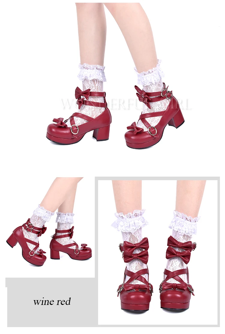 Neue japanische Lolita-Schuhe Anime Cosplay Stiefel Mädchen Prinzessin High Heels Damen Schuhe mit Schleife 6