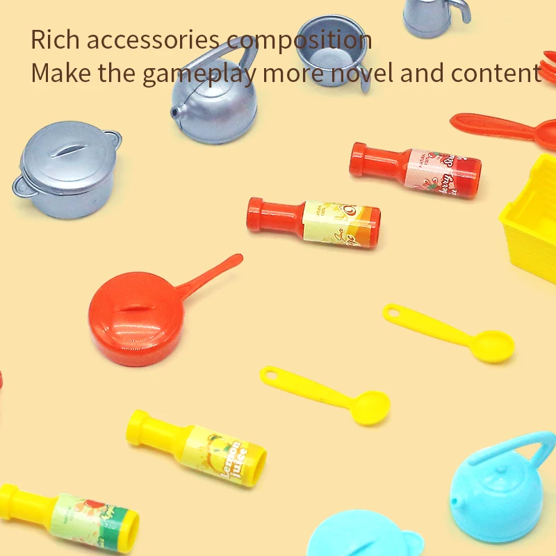 DIY Kid Play House Simulation Kitchen Pretend Toys Kitchenware Lighting and Sounds Cooking Game Set Children Fun Educational Toy 5