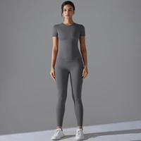 Quick-Drying Gym Leggings Set Yoga Suit Sports Set Sleeve Breathable Stretchy GYM Yoga Slim Fitness Active Top Tight Yoga Pant - Image 3