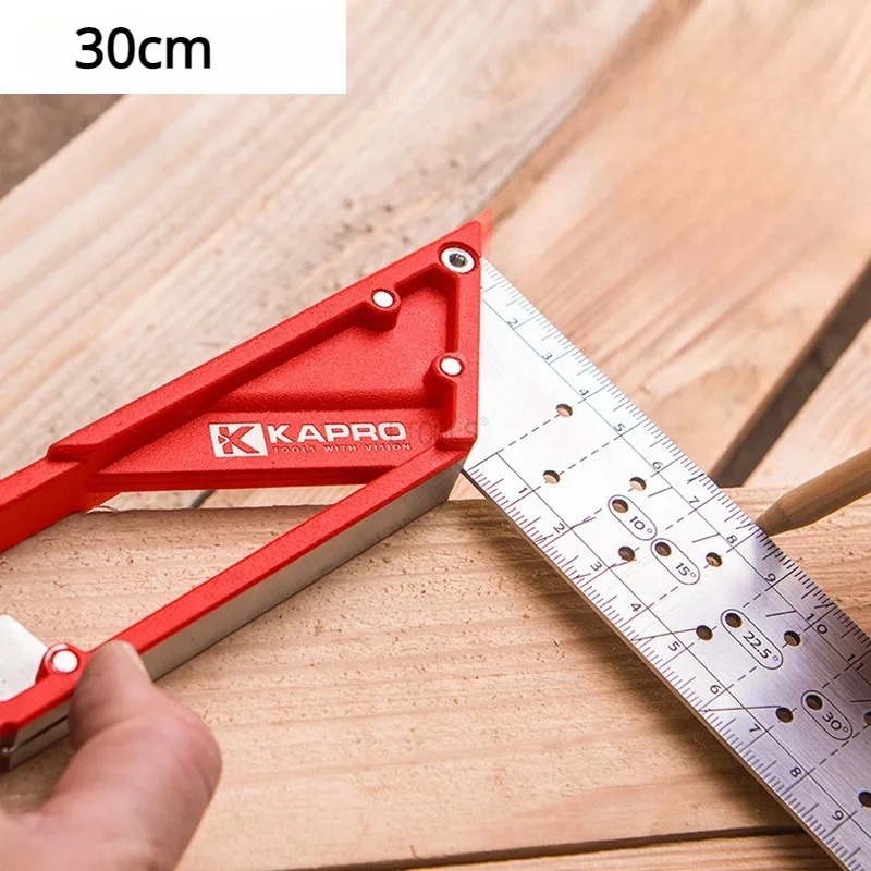 30cm 353 Stainless Steel 90 Degree Square Carpentry Forty-five Laser Scale Callout Dash Angle Ruler with Anti Drop Device