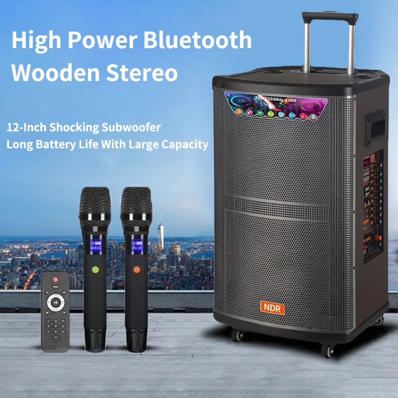 

100W High-Power Bluetooth Speaker Super Power Supply Outdoor Wireless TWS Subwoofer Wooden Stereo Home Karaoke Speaker With Mic