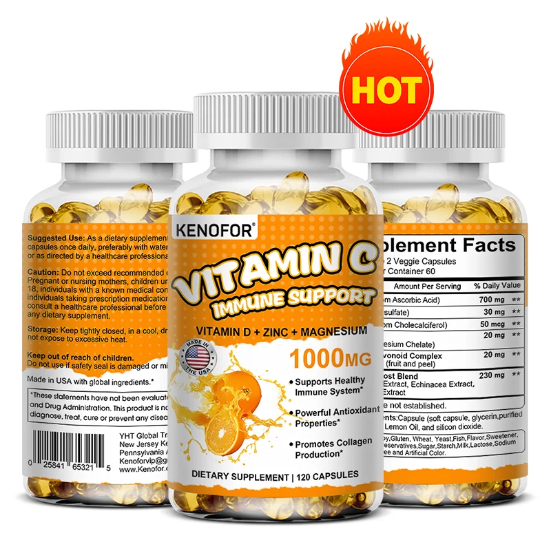 

Vitamin C 700 Mg with Vitamin D, Zinc, Elderberry, Flavonoid Complex - Maximum Strength Multi-System Immune Support