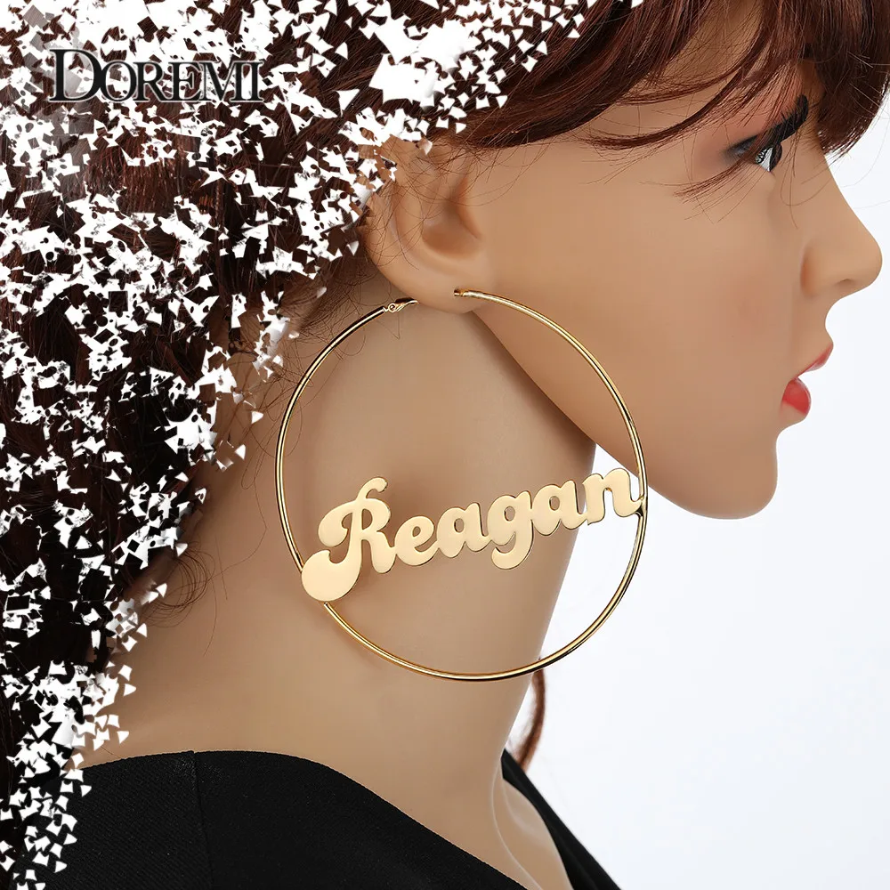 Doremi 304 Stainless Steel Earring Custom Name Earrings Number/Symbol Round Hoop Environmentally Friendly Anti-Allergy 30-100Mm Sf22102Dc710642Cea64A2596C1Bc467Bi