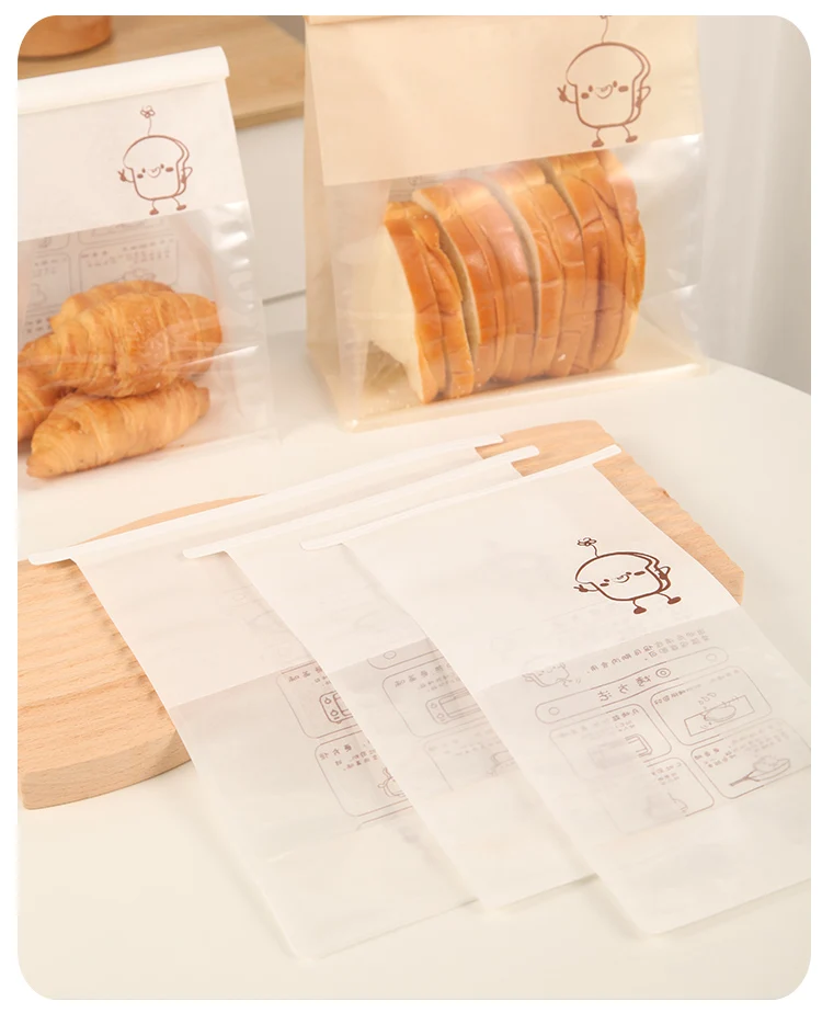 50 Pieces Kraft Paper Roll-Edge Sandwich & Toast Bags with Cartoon Window Print, Fo... - SKU KPTB1215 - UGI Packaging