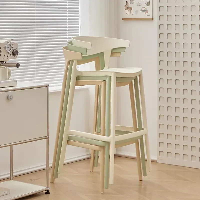 Nordic Kitchen High Stool Home Leisure Bar Chair Folding Plastic Designer Dining Chair Living Room Furniture