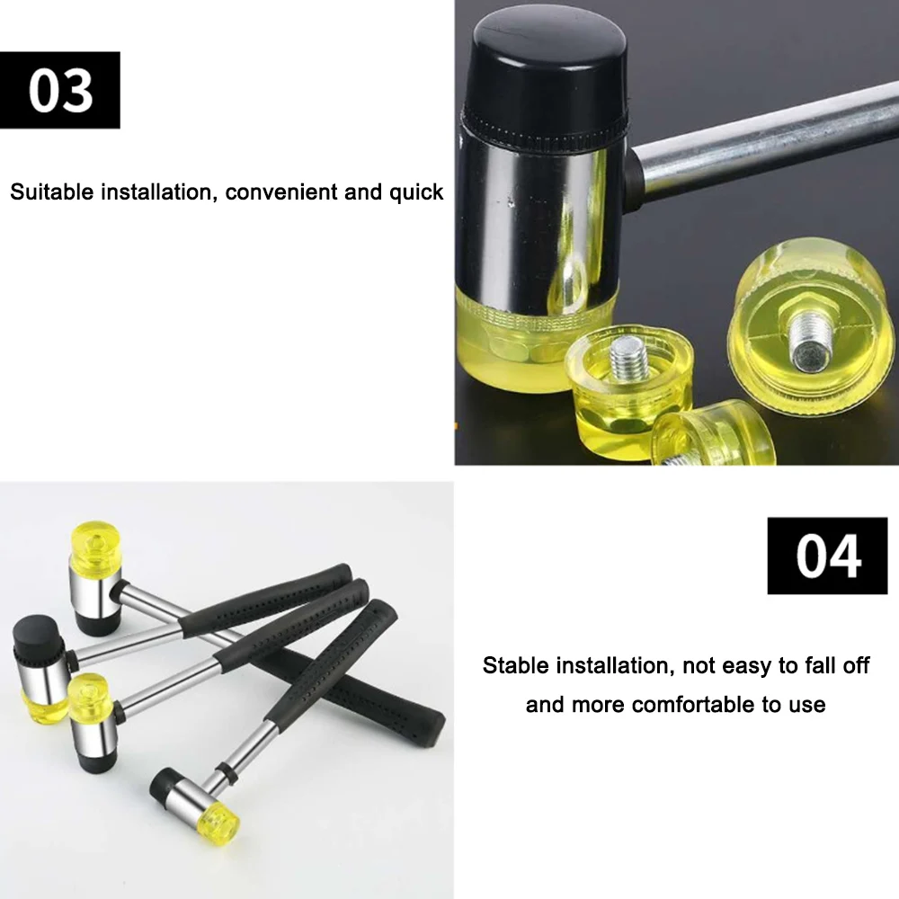 25mm 30mm 40mm Rubber Hammer Double Faced Work Glazing Window Nylon Hammer with Round Head and Non-slip Handle DIY Hand Tool 6