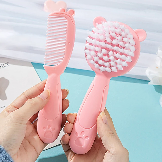 Juego de 2 cepillos de pelo para bebé, peine portátil para recién nacido,  cepillo de pelo suave, masajeador de cabeza, peine, suministros para el  cuidado del cabello para bebé - AliExpress